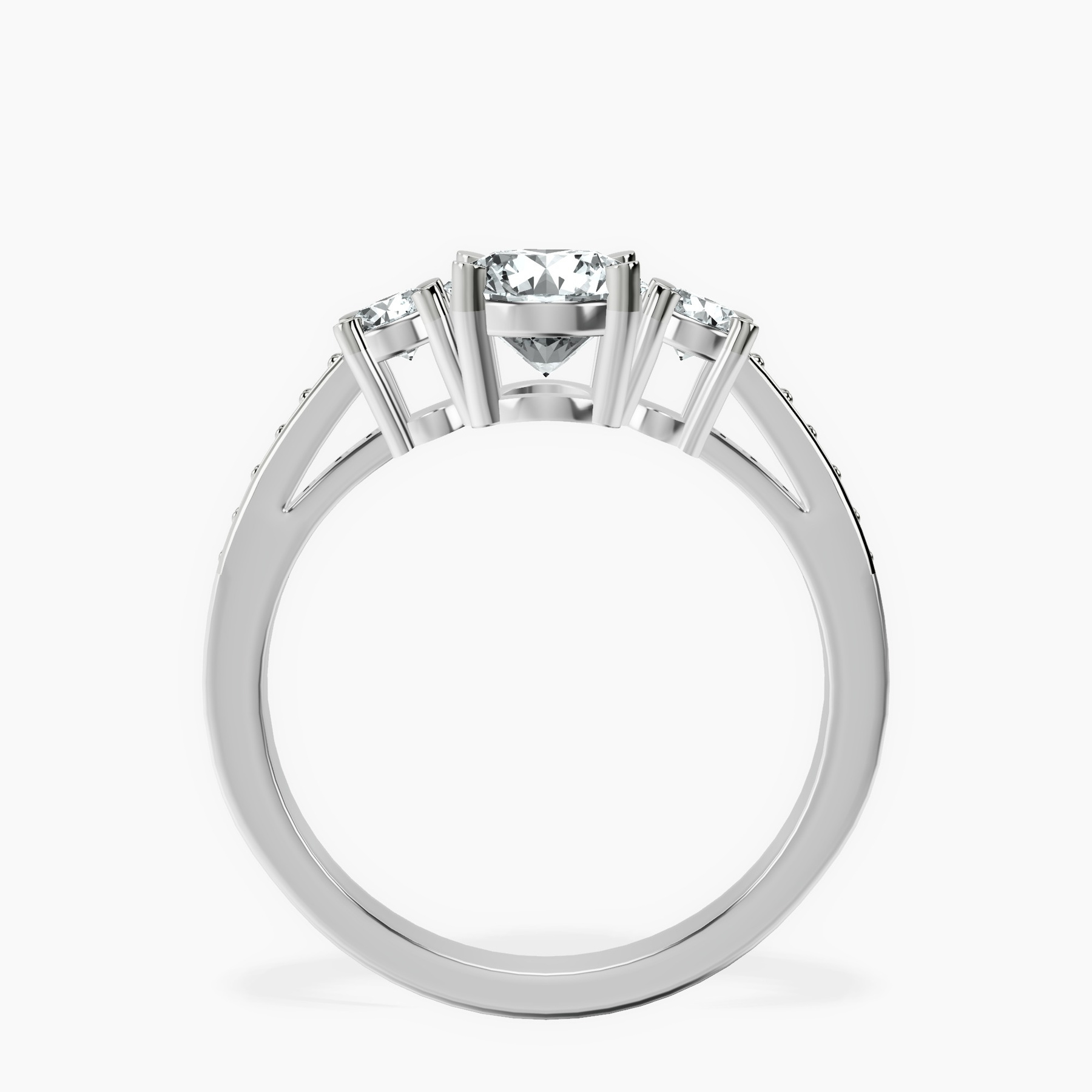 10kt White Gold Trilogy Three Stone Lab Diamond Ring side right image one