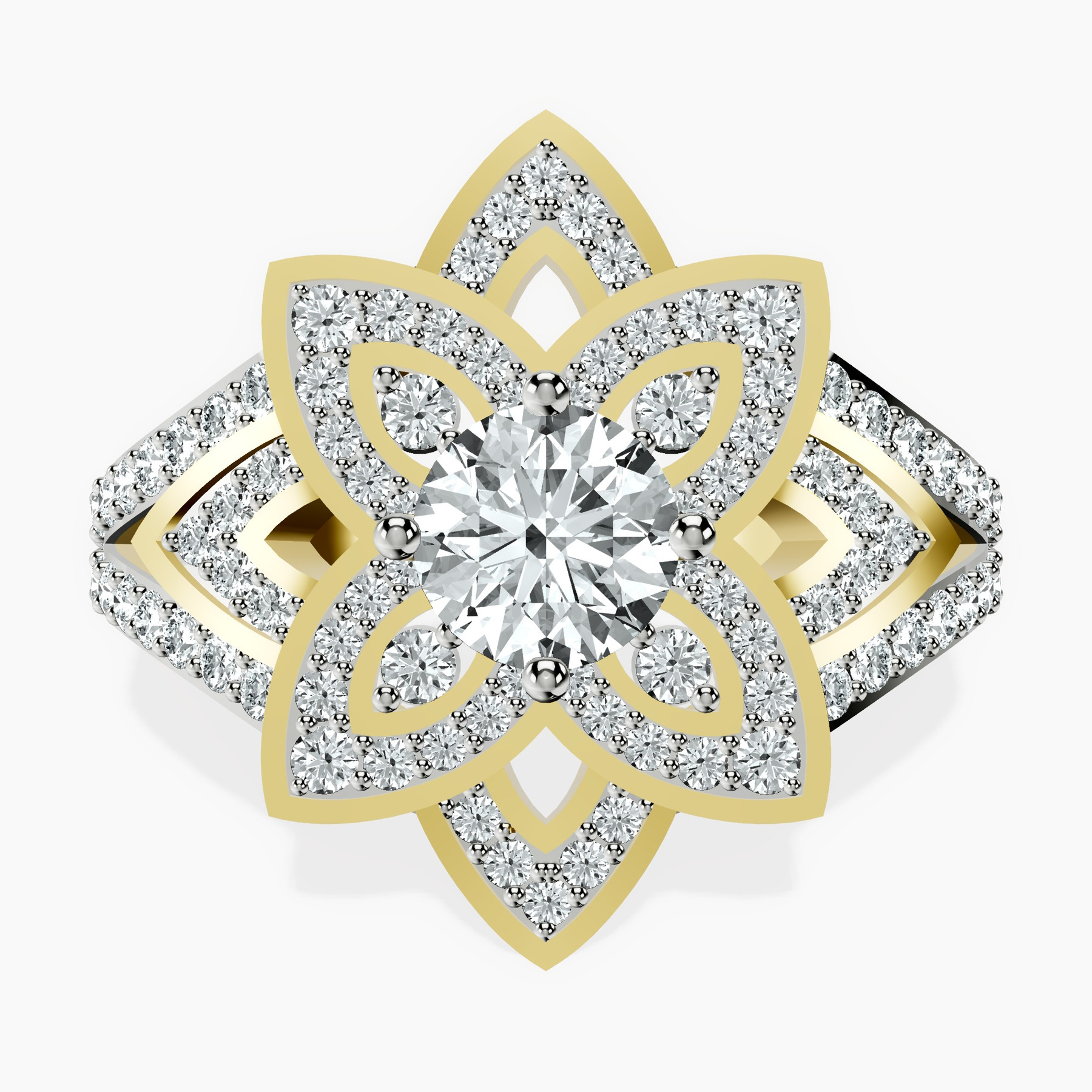 18kt Yellow Gold Indigo Vintage Lab Diamond Ring front image