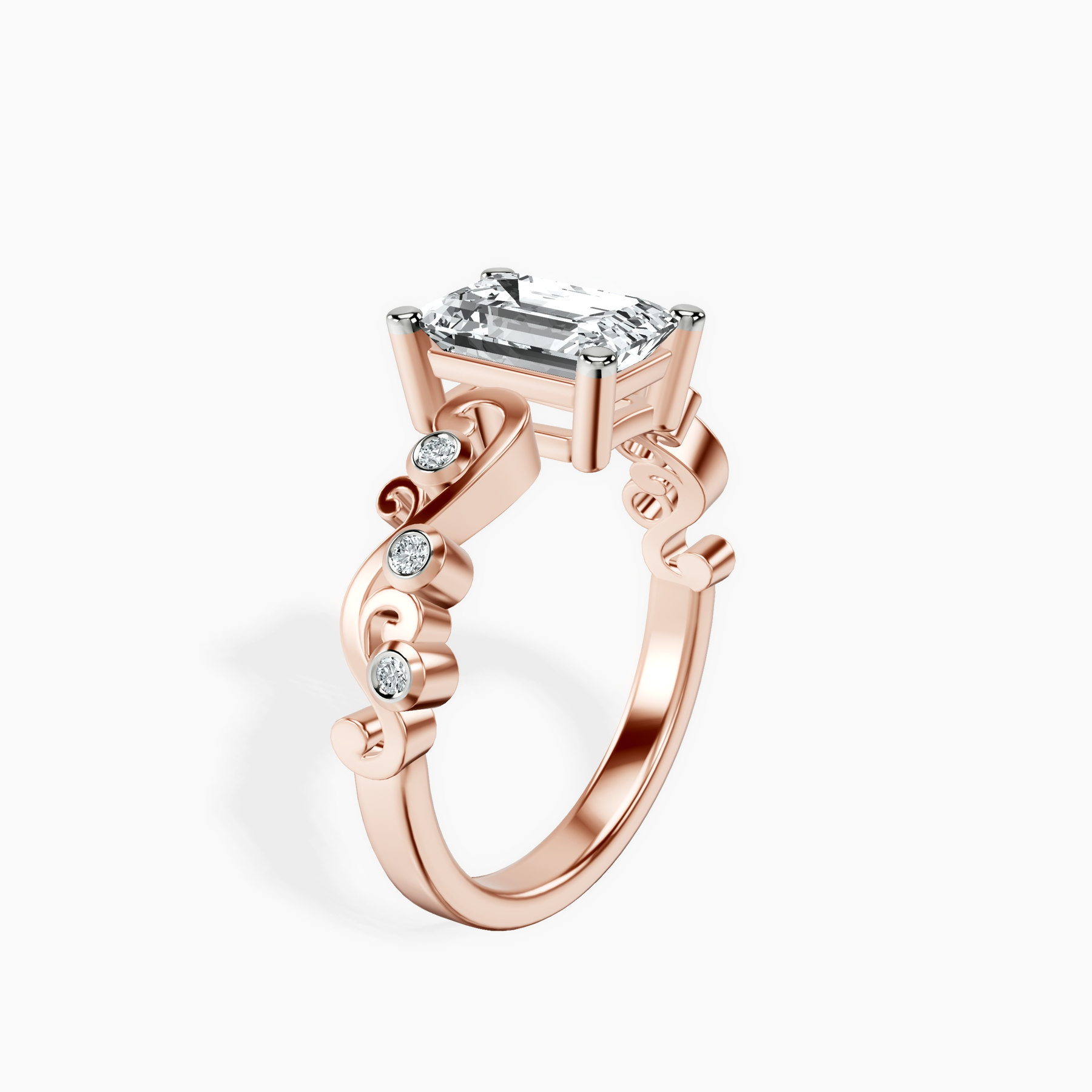 10kt Rose Gold Catrina Cutwork Lab Diamond Ring standing product image one