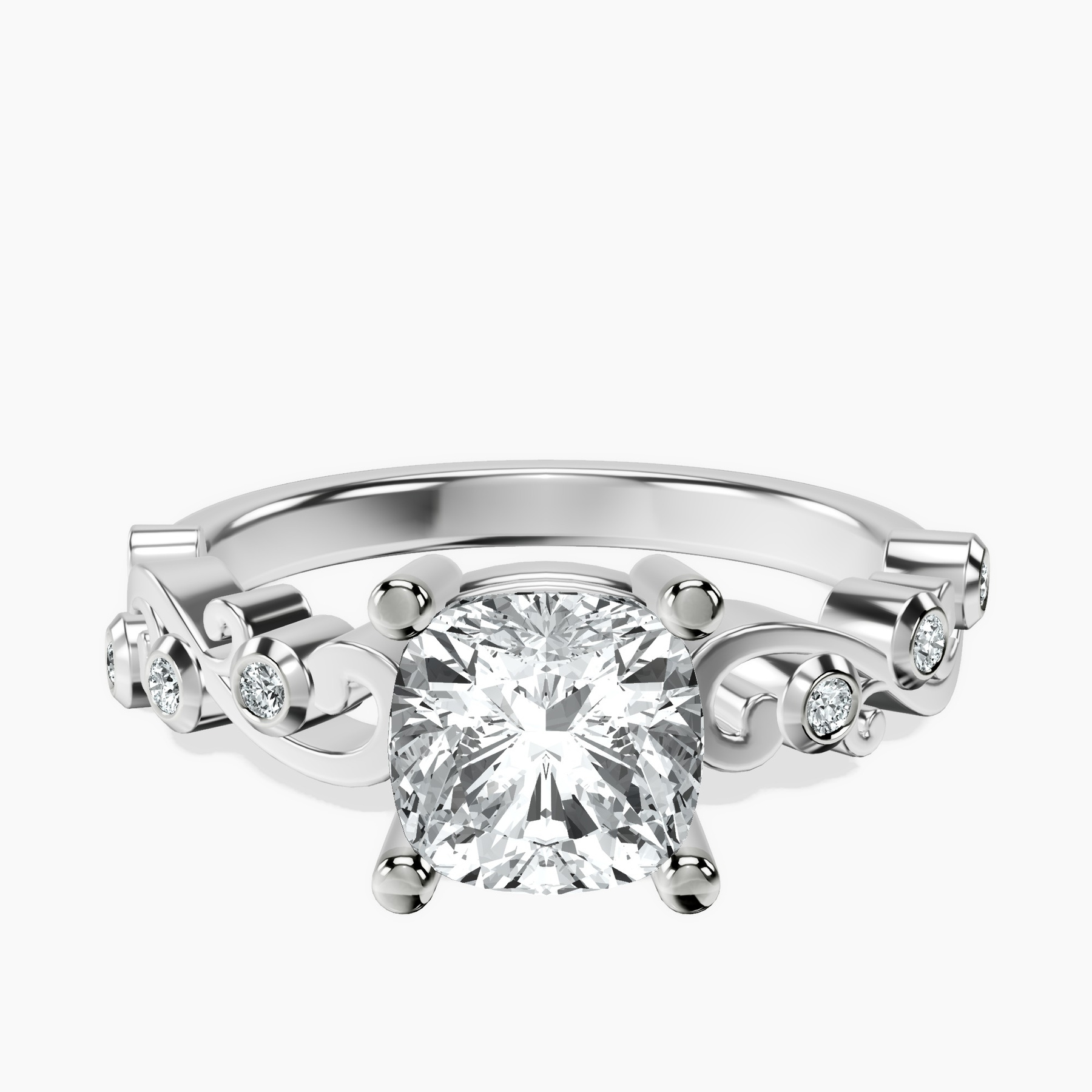 14kt White Gold Catrina Cutwork Lab Diamond Ring front image