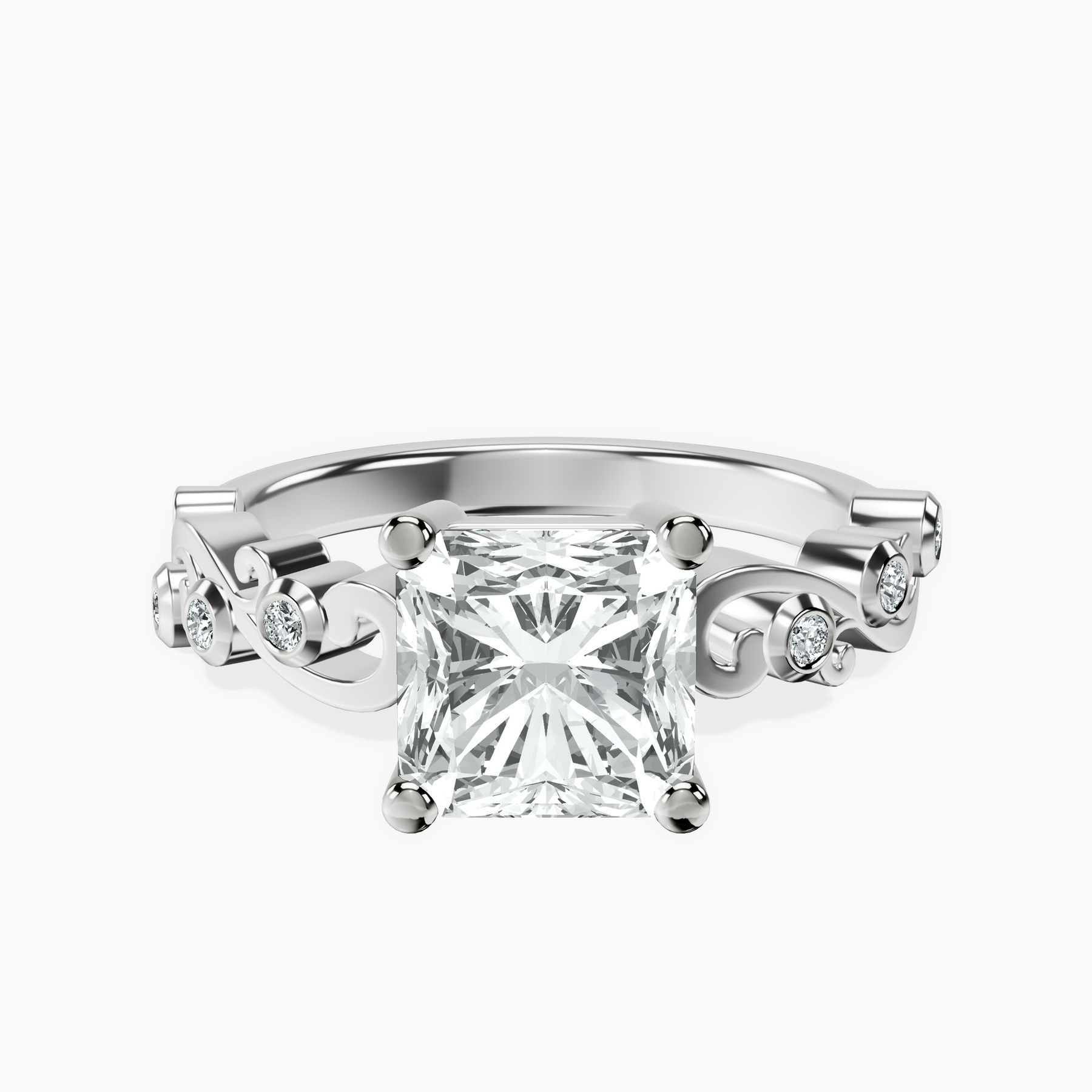 18kt White Gold Catrina Cutwork Lab Diamond Ring front image