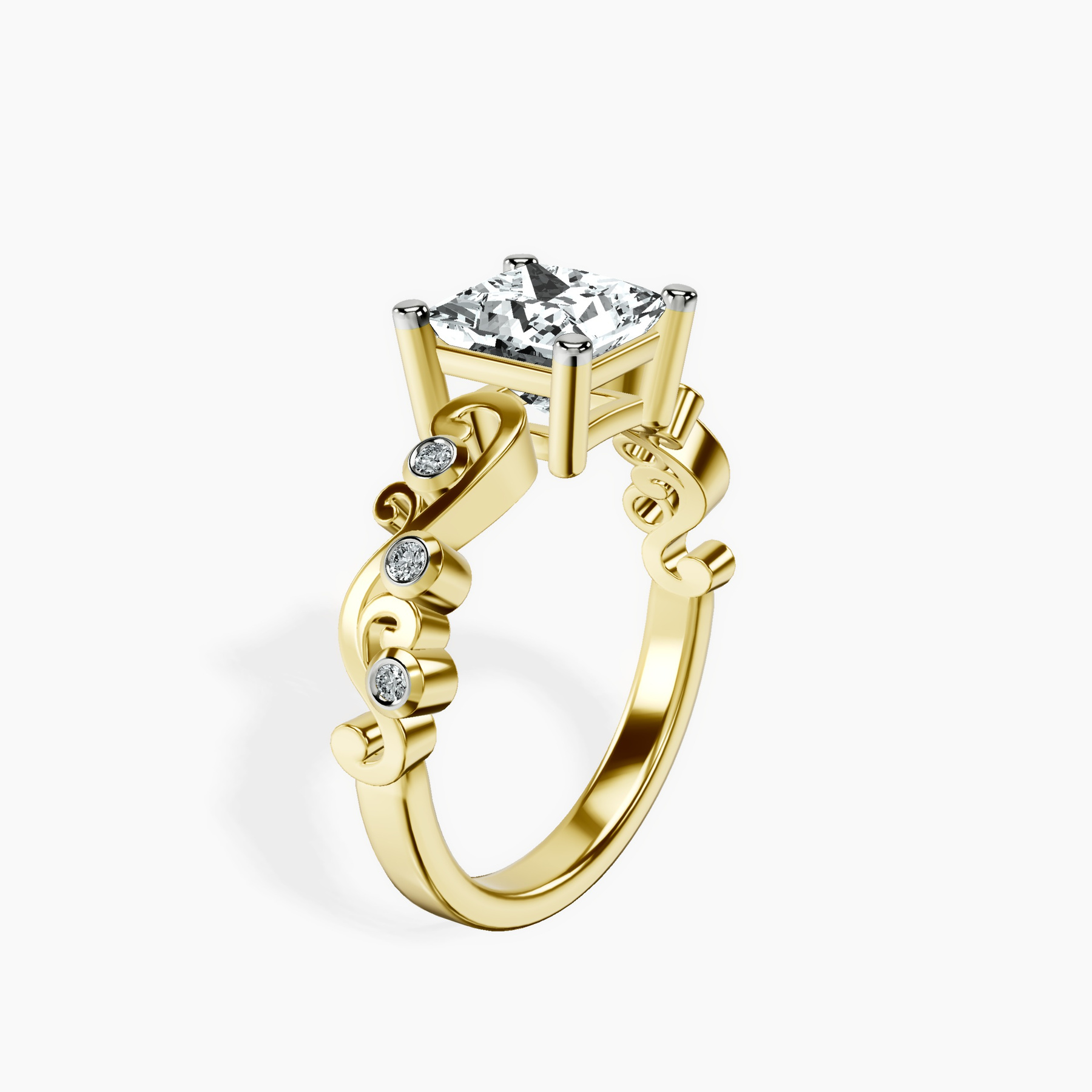 10kt Yellow Gold Catrina Cutwork Lab Diamond Ring standing product image one
