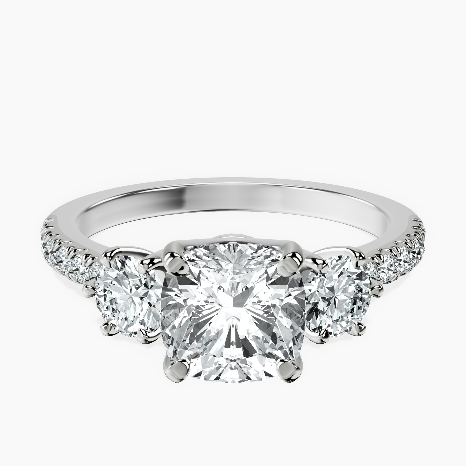 Platinum Tiara Three stone Lab Diamond Ring front image