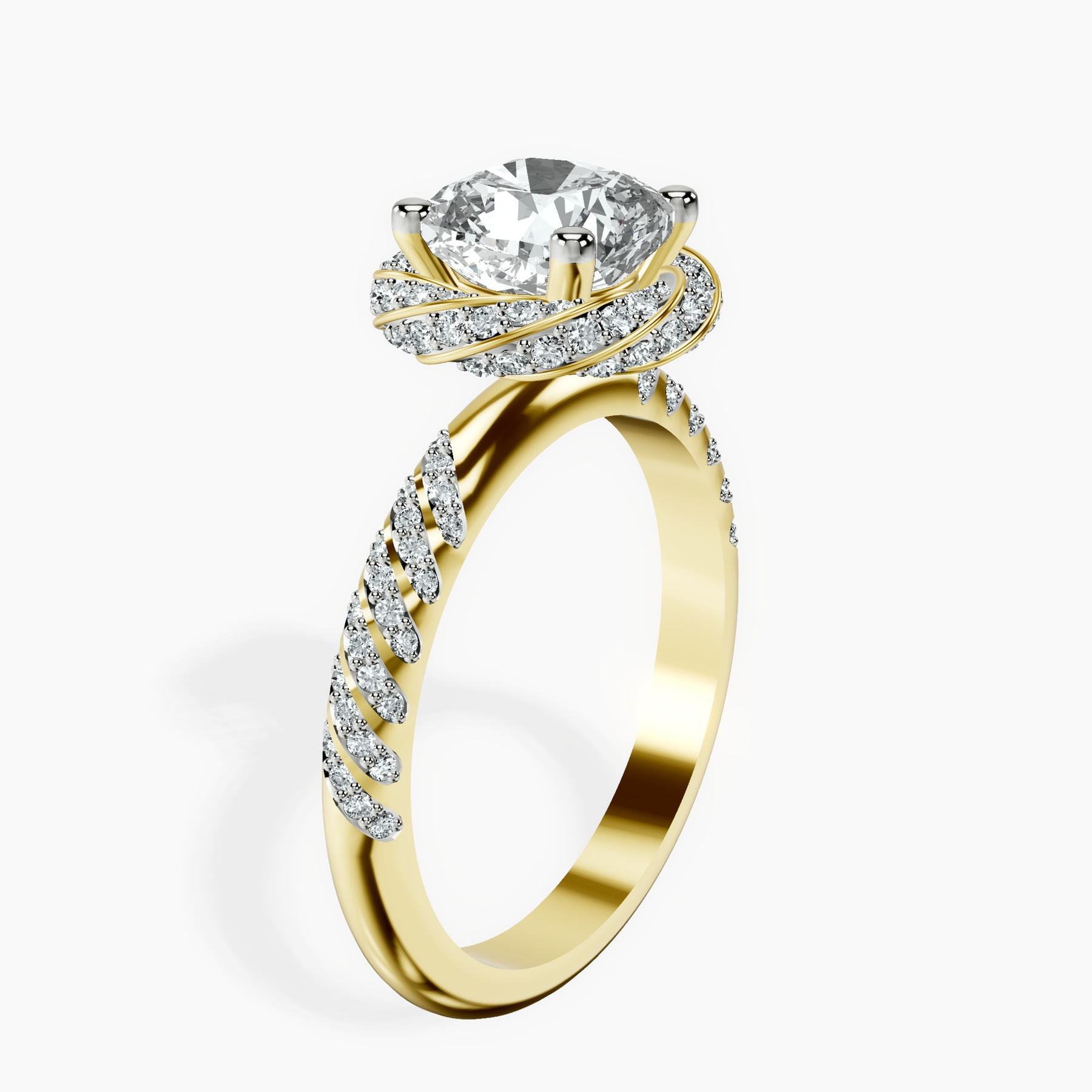 10kt Yellow Gold Entwined Love Halo Lab Diamond Ring standing product image one
