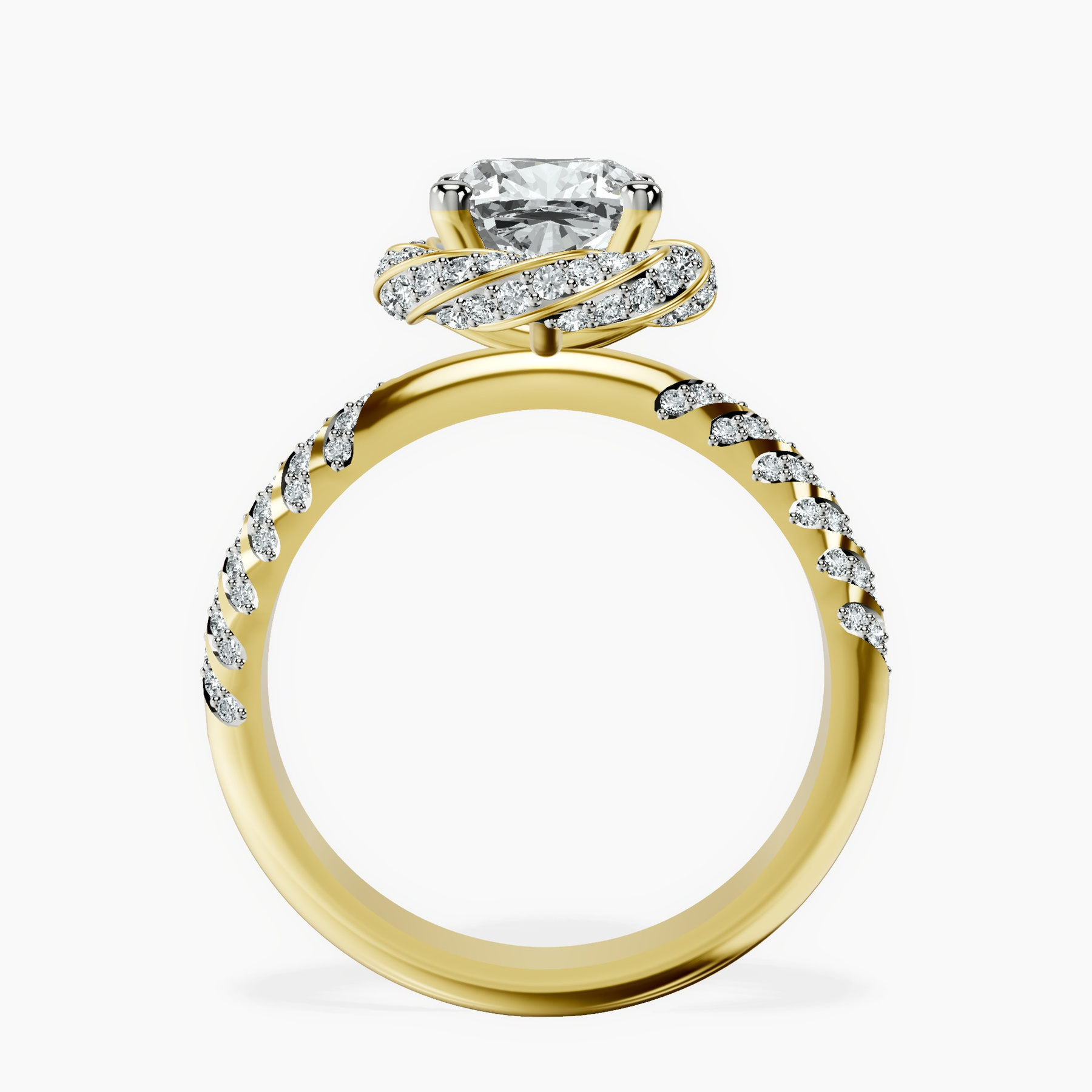 10kt Yellow Gold Entwined Love Halo Lab Diamond Ring side right image one