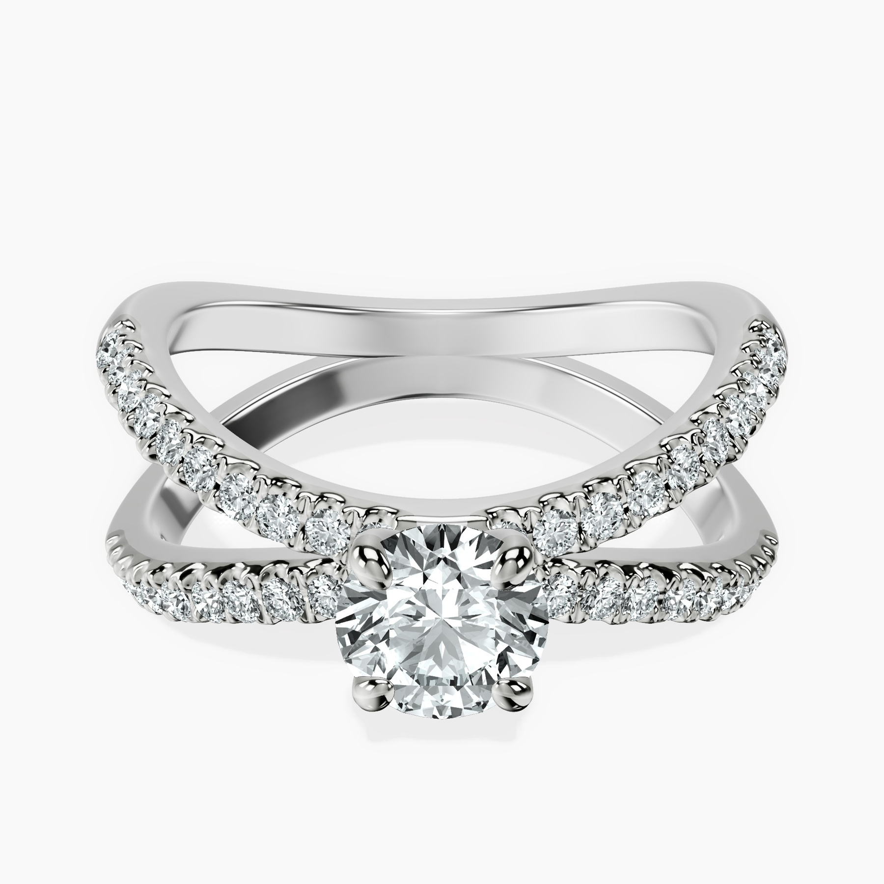 10kt White Gold Dakota Criss Cross Lab Diamond Ring front image