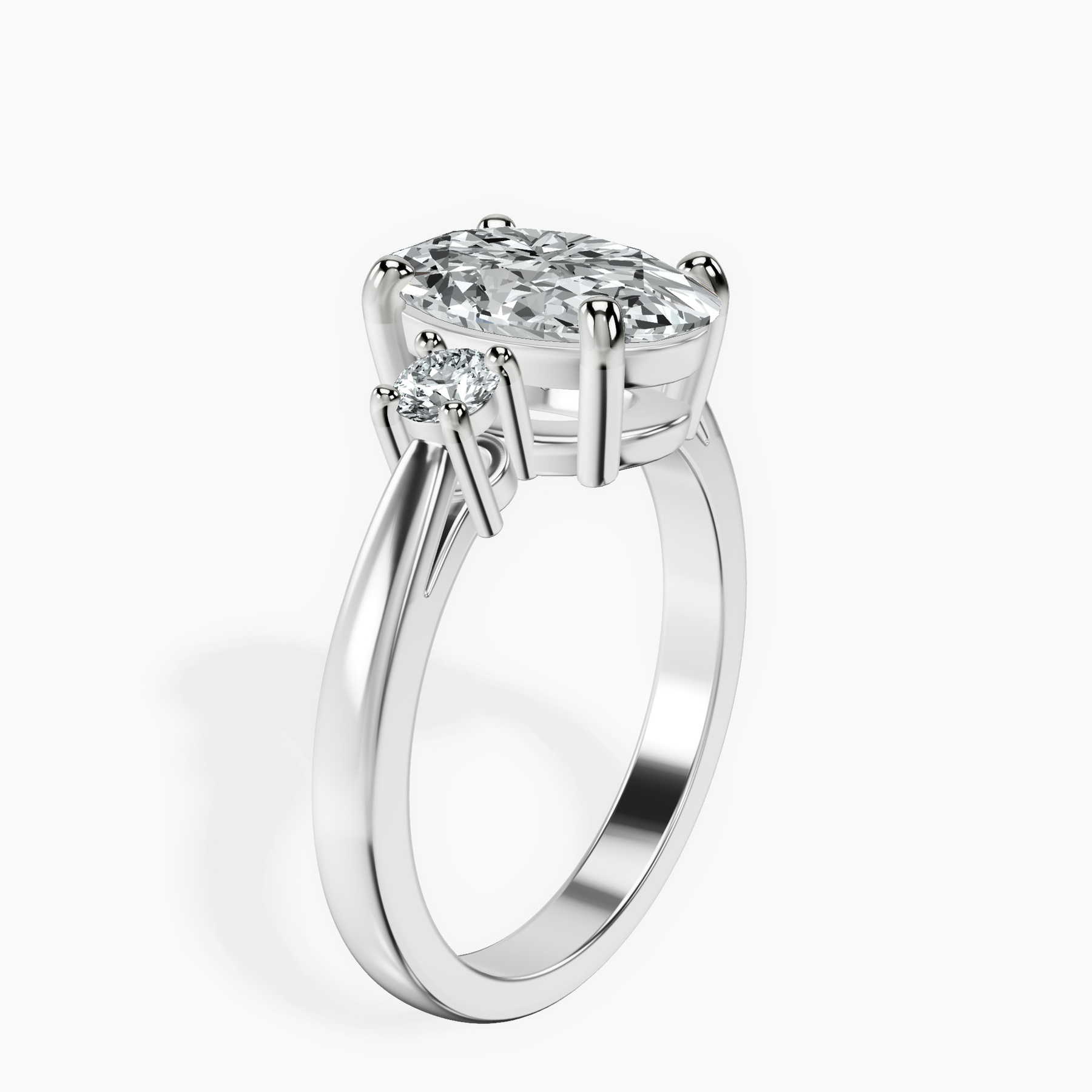 10kt White Gold Intricacy Three stone Lab Diamond Ring standing product image one