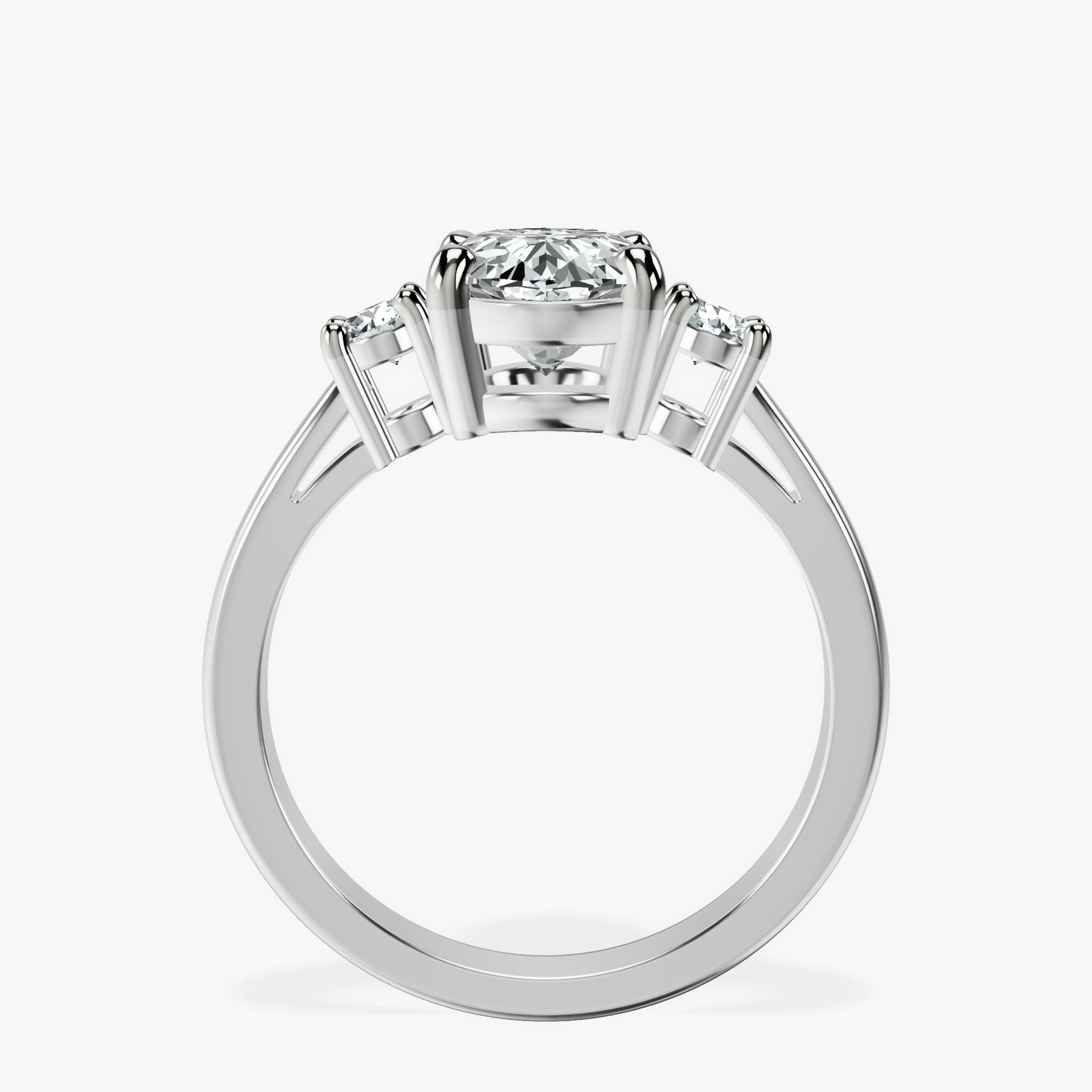 10kt White Gold Intricacy Three stone Lab Diamond Ring side right image one