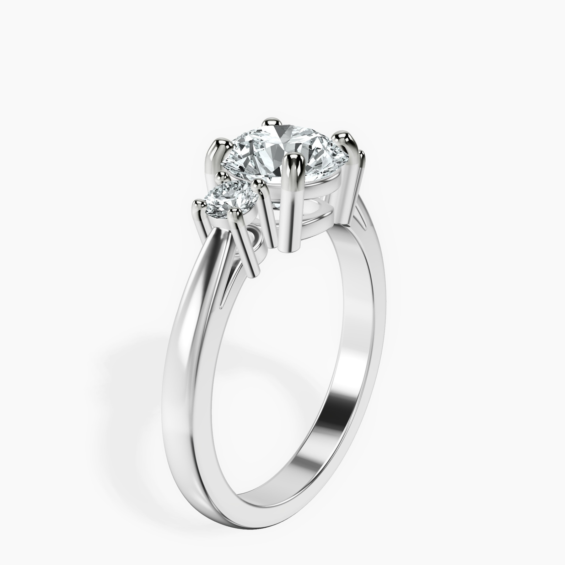 10kt White Gold Intricacy Three stone Lab Diamond Ring standing product image one