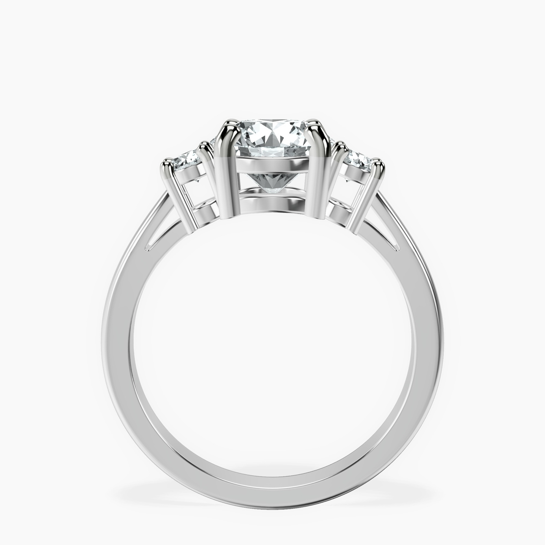 10kt White Gold Intricacy Three stone Lab Diamond Ring side right image one