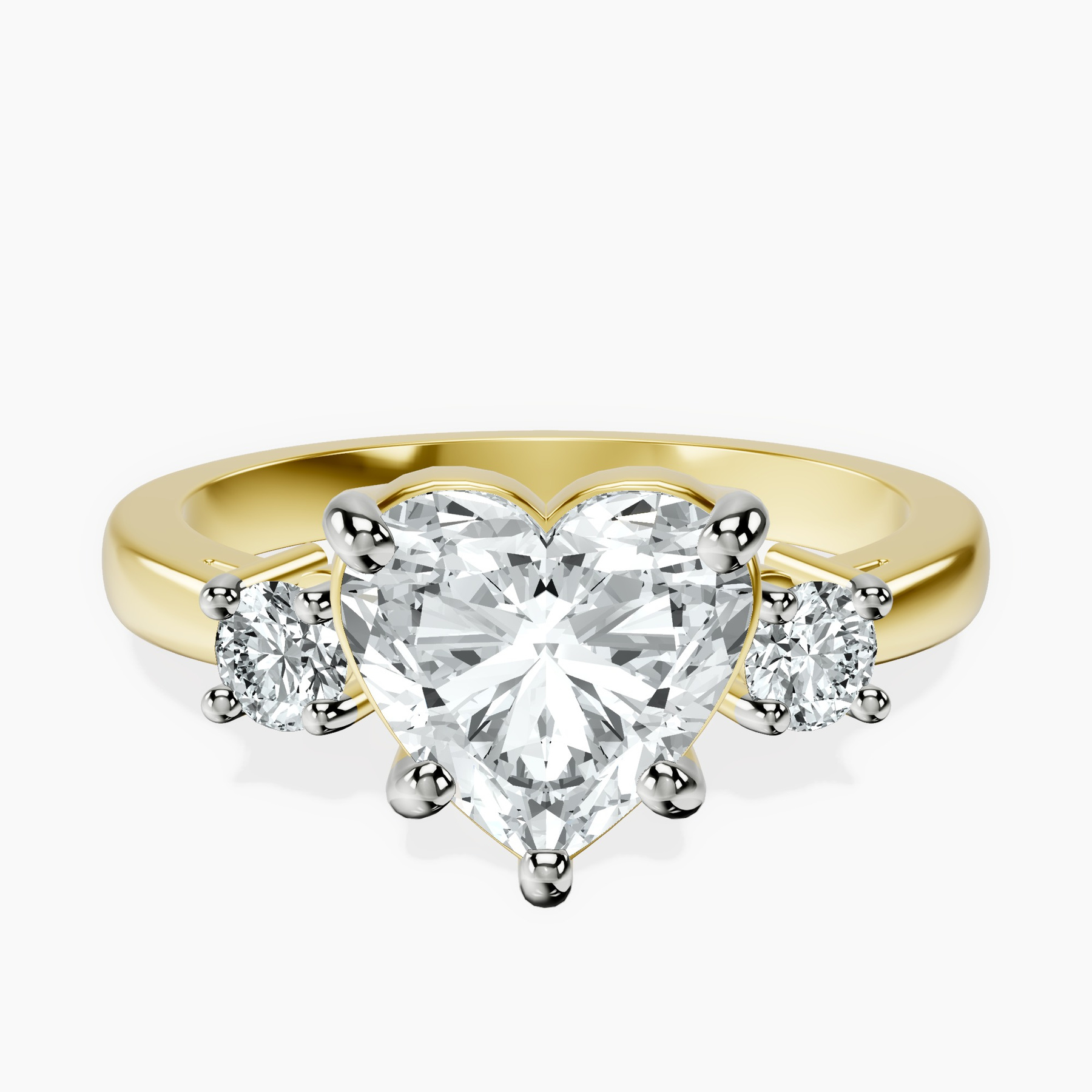 18kt Yellow Gold Intricacy Three stone Lab Diamond Ring front image