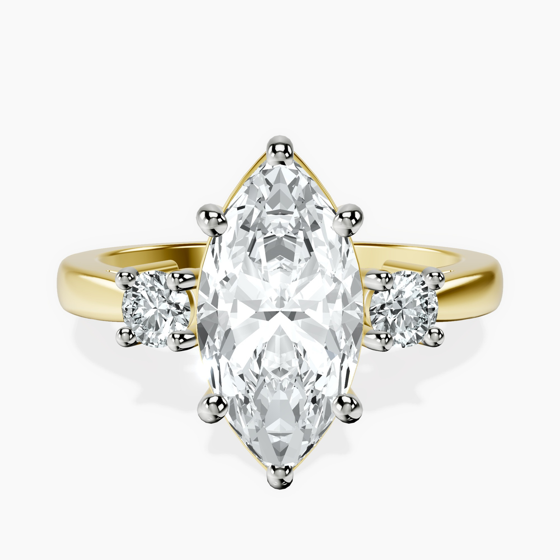9ct Yellow Gold Intricacy Three stone Lab Diamond Ring front image