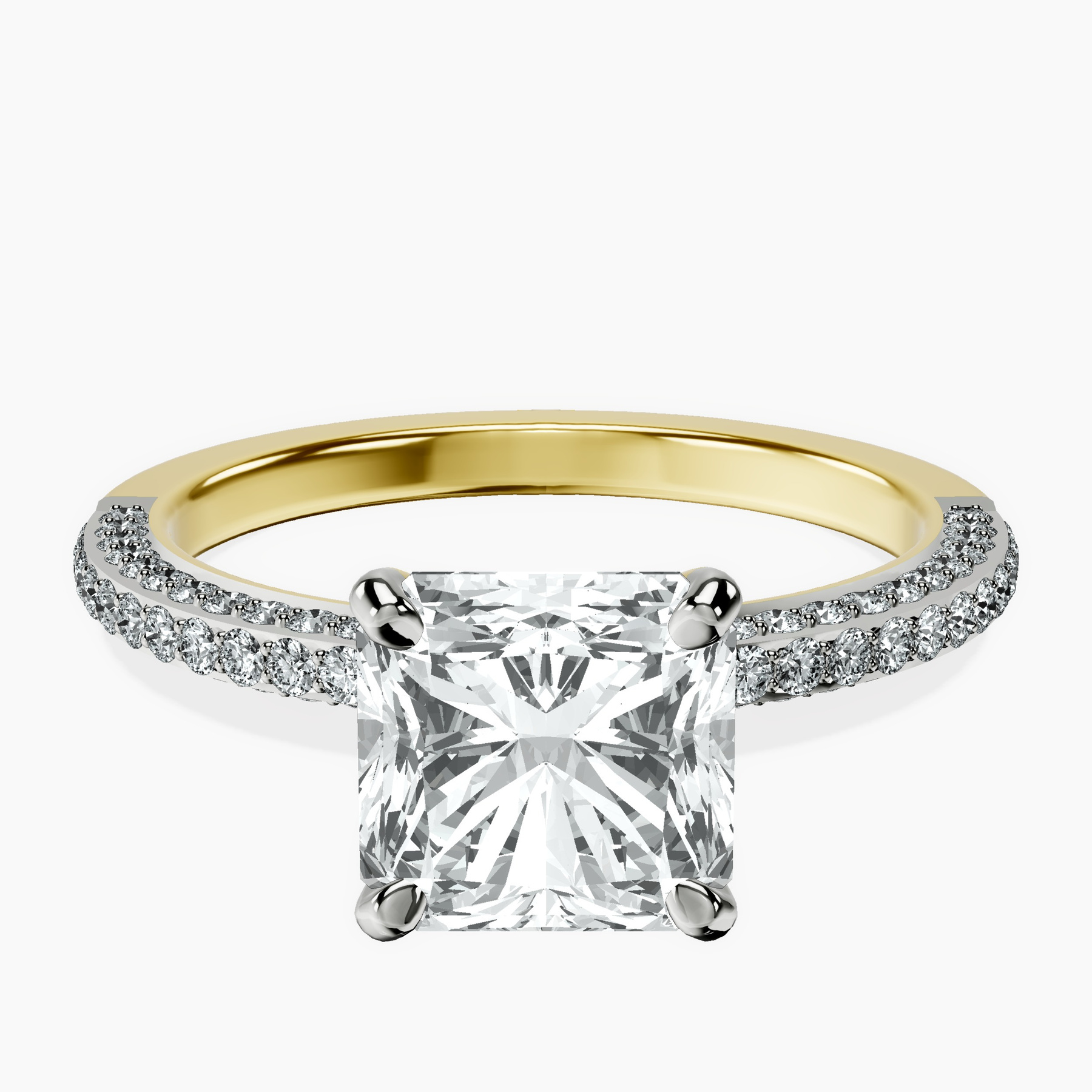 2.65 ct. radiant Grace pavé Eternity Ring in 18kt yellow gold rtr top