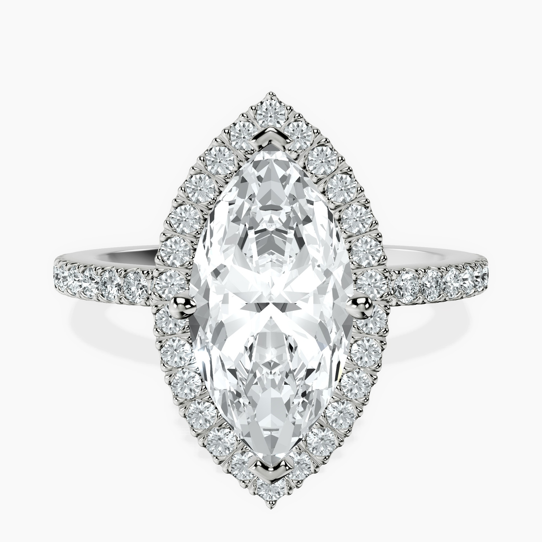 1.39 ct. marquise Elle Classic Halo Ring in 10kt white gold rtr top