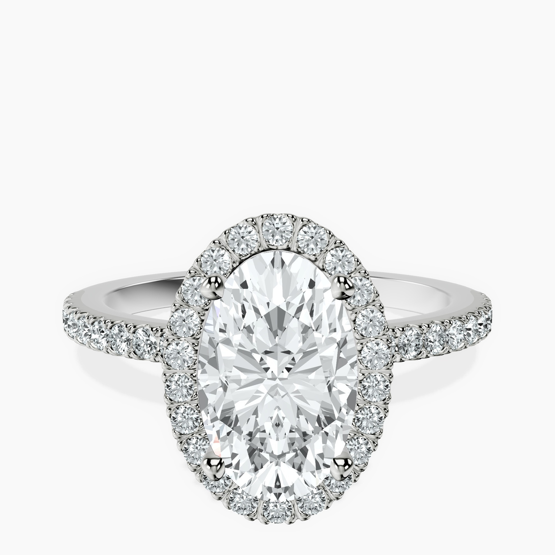 2.06 ct. oval Elle Classic Halo Ring in 10kt white gold rtr top