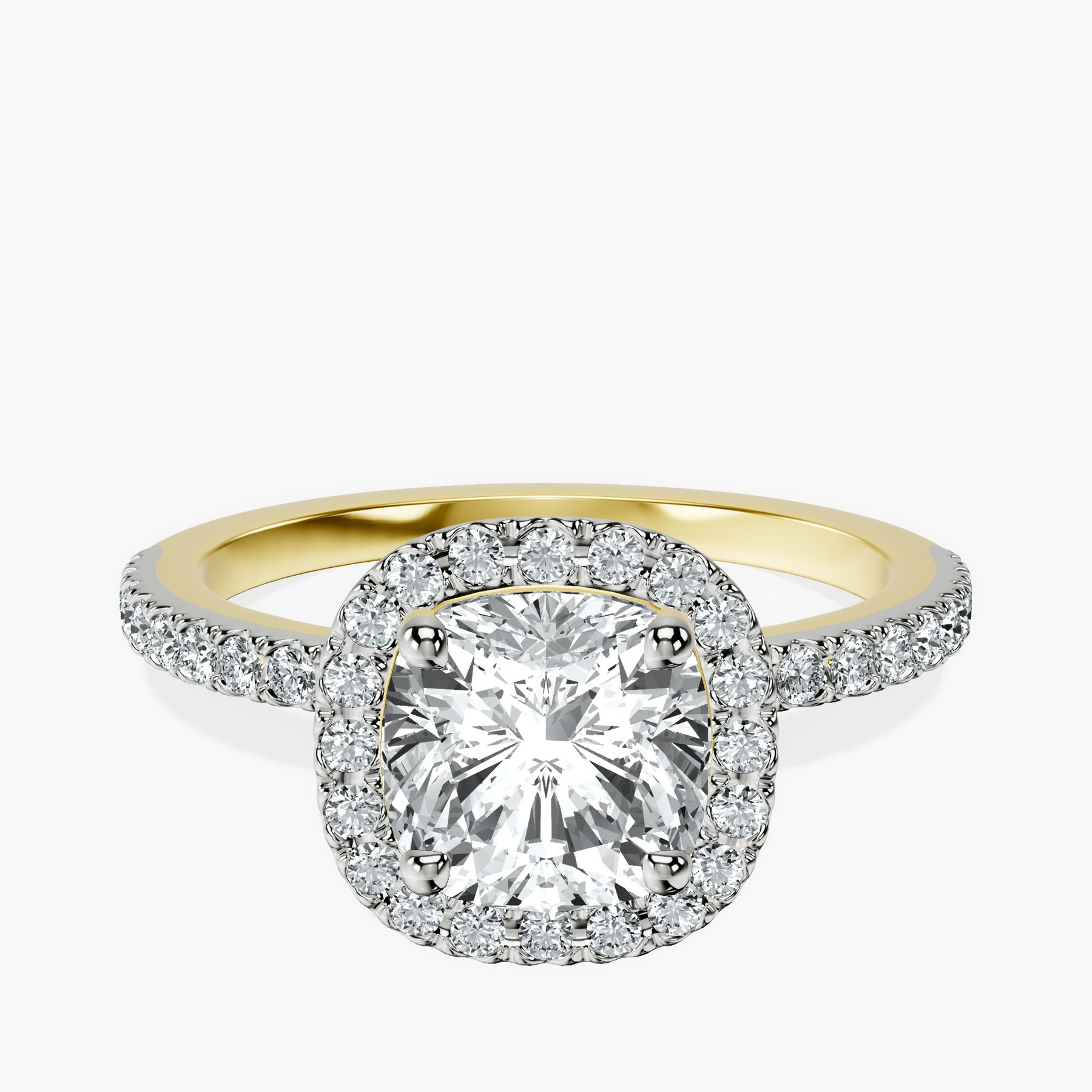 1.49 ct. cushion Elle Classic Halo Ring in 18kt yellow gold rtr top