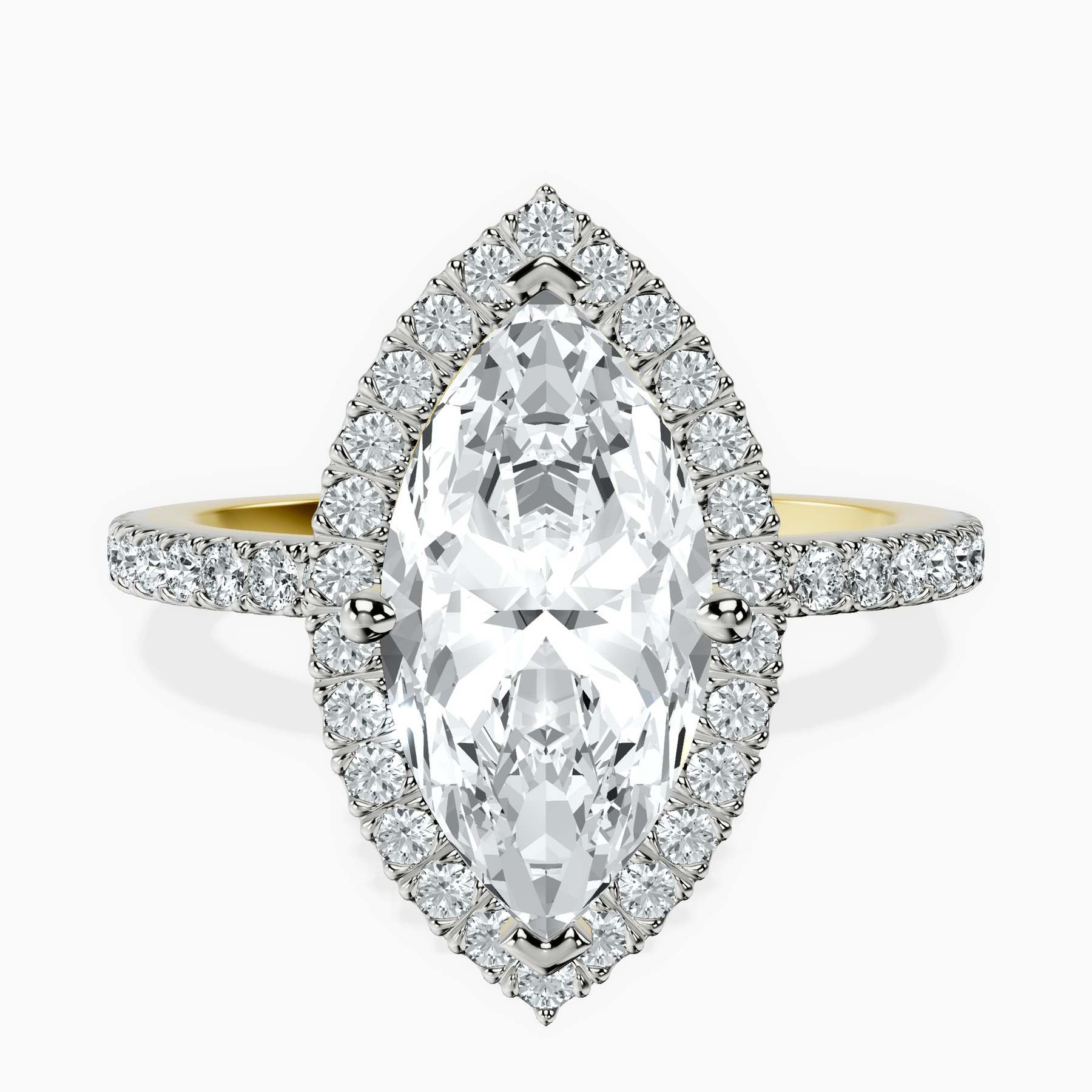 2.73 ct. marquise Elle Classic Halo Ring in 18kt yellow gold rtr top