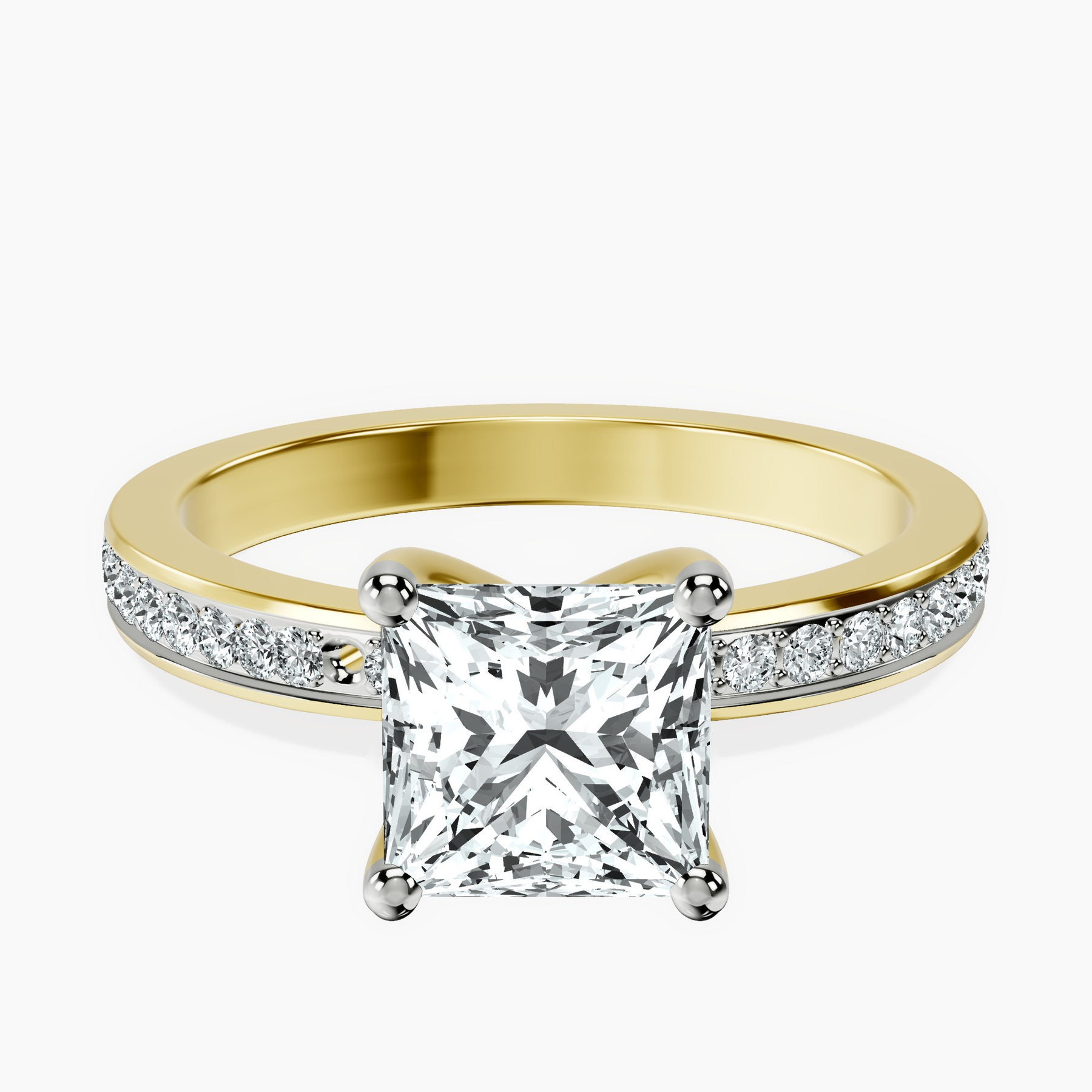 2.80 ct. princess Charm Of Love Eternity Ring in 10kt yellow gold rtr top