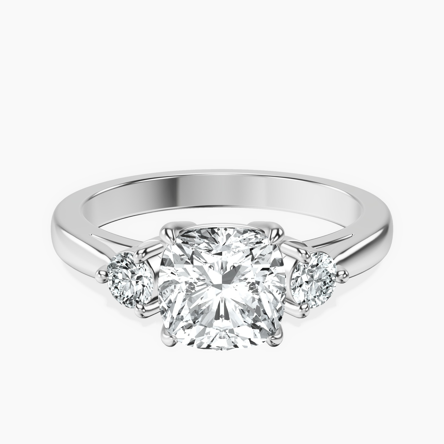 14kt White Gold Synthia Three stone Lab Diamond Ring front image