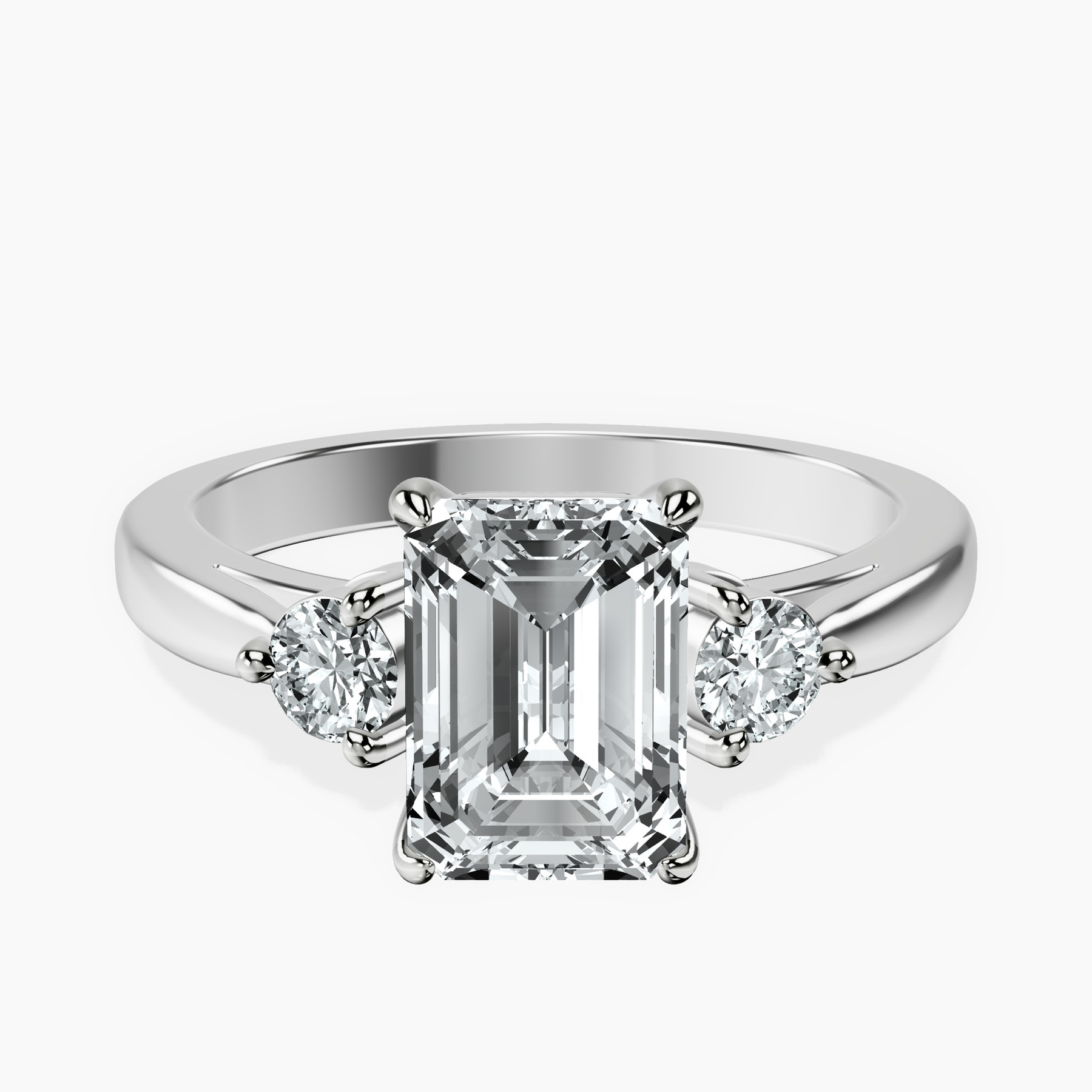 Platinum Synthia Three stone Lab Diamond Ring front image