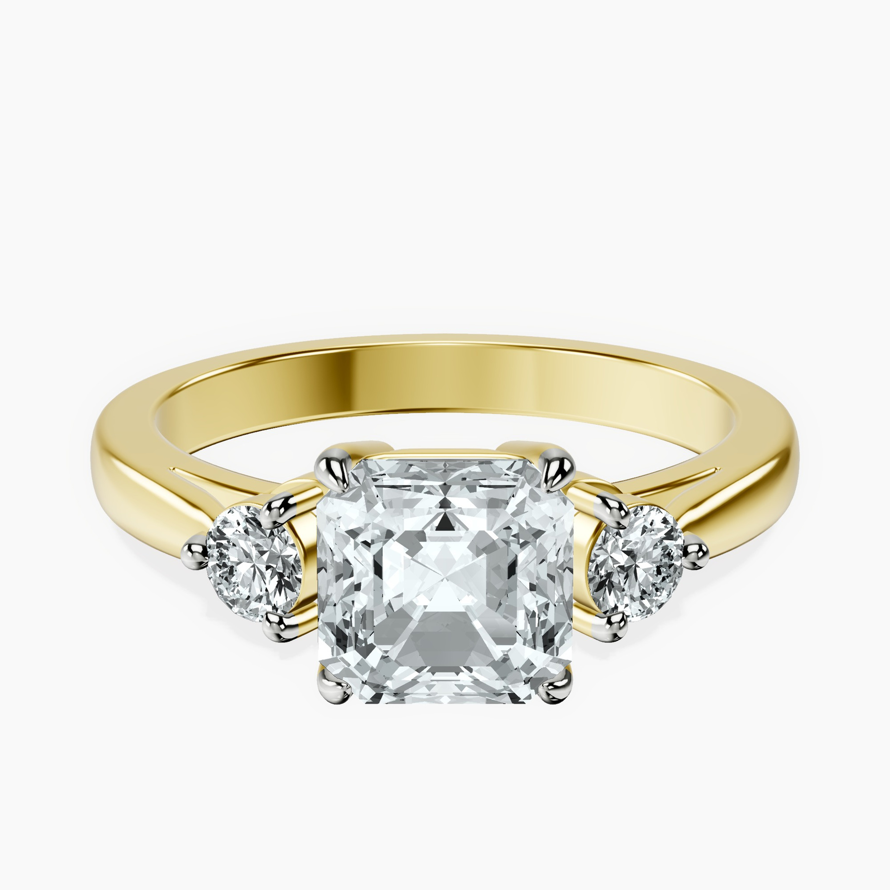 14kt Yellow Gold Synthia Three stone Lab Diamond Ring front image