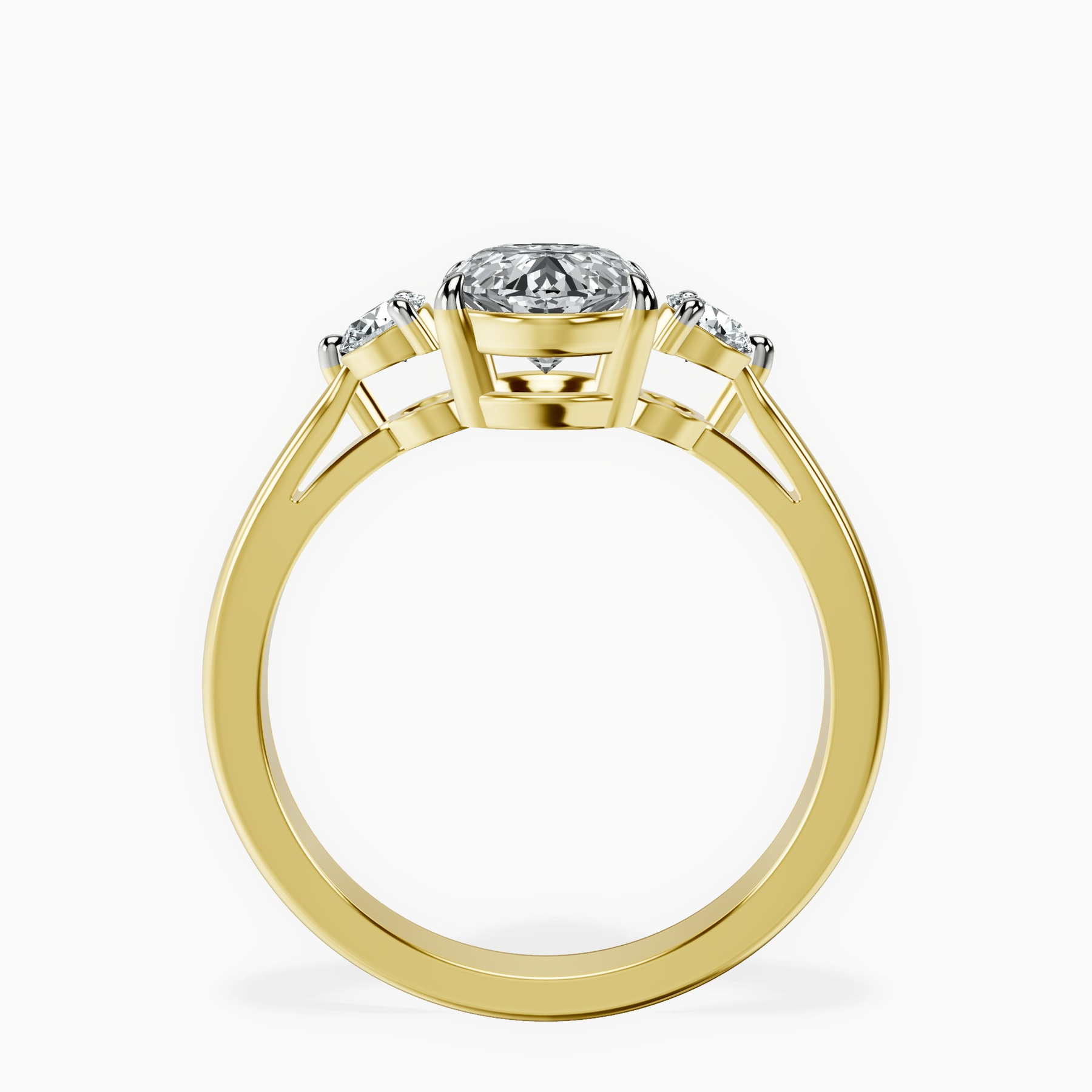 10kt Yellow Gold Synthia Three stone Lab Diamond Ring side right image one
