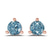 9ct Rose Gold Three Prong Martini Round Ice Blue Lab Diamond Stud Earrings (2 Ct. Tw.)