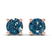 14kt Rose Gold Four Prong Round Royal Blue Lab Diamond Stud Earrings (1 Ct. Tw.)