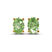 9ct Yellow Gold Four Prong Oval Ocean Green Lab Diamond Stud Earrings (3 Ct. Tw.)
