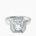Upturned Dome Bezel Halo Lab Diamond Engagement Ring in 10kt White Gold