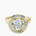 Upturned Dome Bezel Halo Lab Diamond Engagement Ring in 10kt Yellow Gold