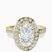 Bell Dome Bezel Halo Eternity Lab Diamond Engagement Ring in 14ct Yellow Gold