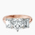 Lauren Three stone Side Emerald Lab Diamond Engagement Ring in 14kt Rose Gold