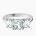 Lauren Three stone Side Emerald Lab Diamond Engagement Ring in 10kt White Gold