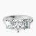 Lauren Three stone Side Emerald Lab Diamond Engagement Ring in 10kt White Gold