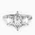 Lauren Three stone Side Emerald Lab Diamond Engagement Ring in 10kt White Gold