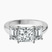Lauren Three stone Side Emerald Lab Diamond Engagement Ring in 10kt White Gold