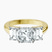 Lauren Three stone Side Emerald Lab Diamond Engagement Ring in 14kt Yellow Gold