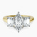Lauren Three stone Side Emerald Lab Diamond Engagement Ring in 14kt Yellow Gold