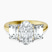 Lauren Three stone Side Emerald Lab Diamond Engagement Ring in 14kt Yellow Gold