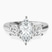 Pre-Designed Platinum Kinsley Three Stone Side Cushion Lab Diamond Ring