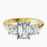 Pre-Designed 9ct Yellow Gold Kinsley Three Stone Side Cushion Lab Diamond Ring