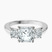 Pre-Designed 9ct White Gold Emery Three Stone Side Cushion Lab Diamond Ring