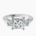 Emery Three Stone Side Cushion Lab Diamond Engagement Ring in 10kt White Gold