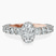 Pre-Designed 14kt Rose Gold Enchanté Side Stones Halo Lab Diamond Ring