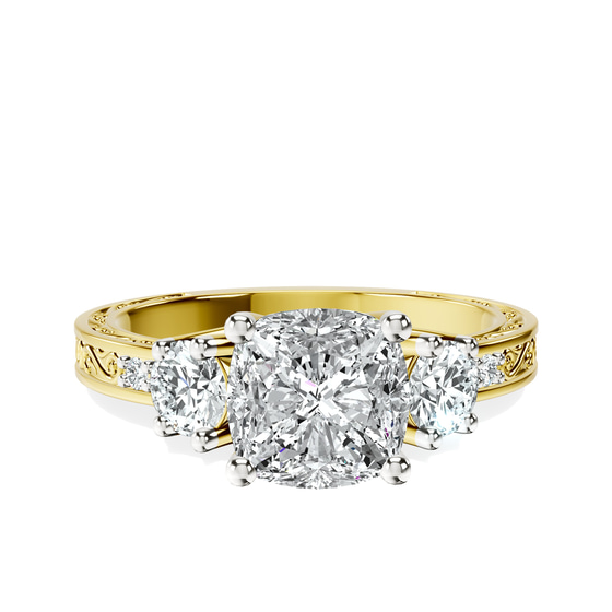 Valencia Three Stone Vintage Lab Diamond Ring