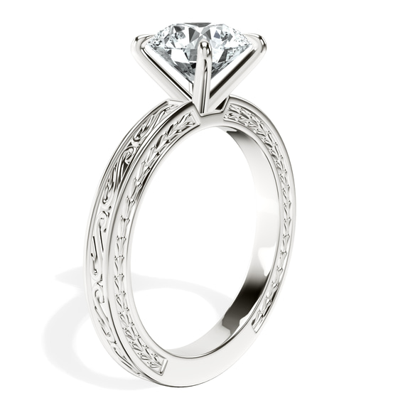 Ivory Vintage Solitaire Lab Diamond Ring left view