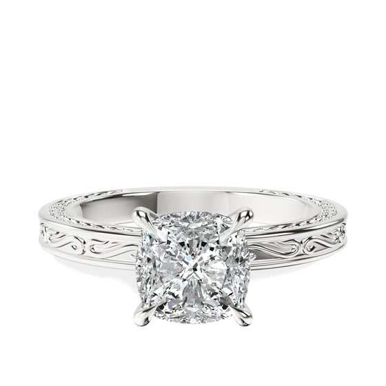 Ivory Vintage Solitaire Lab Diamond Ring front view