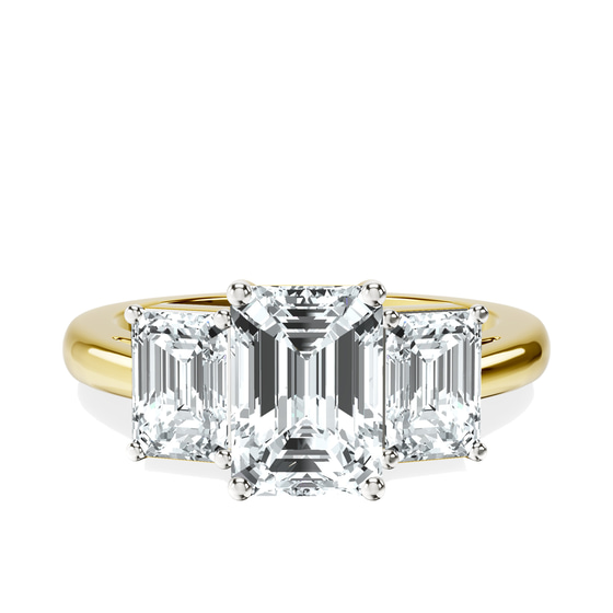 Lauren Three stone Side Emerald Lab Diamond Ring