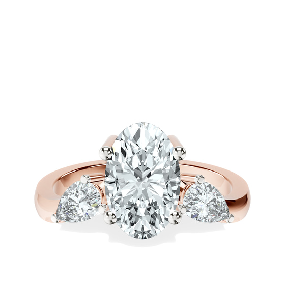 Joella Three Stone Chevron Lab Diamond Ring front view